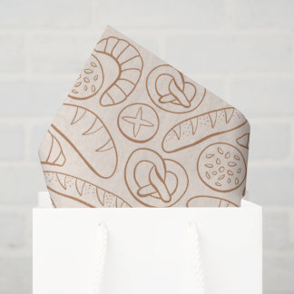 Hand Drawn Bakery Baked Goods Pretzel Croissant Tissue Paper
