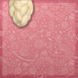 Hand-drawn Bakery Pattern Challah Dough Cover Pink Cloth Napkin