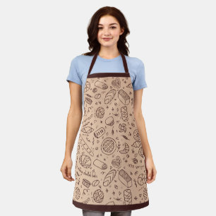 Hand-drawn Bakery Pattern Challah Theme Apron