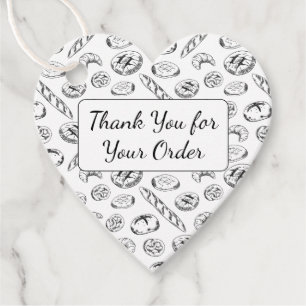 Hand-Drawn Bakery Pattern Heart Thank You  Favor Tags