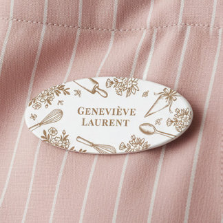 Hand Drawn Baking Utensil Bakery Shop Employee Name Tag