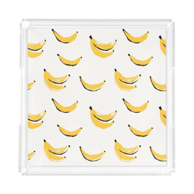 Hand-drawn bananas, stylish seamless pattern. acrylic tray (Front)