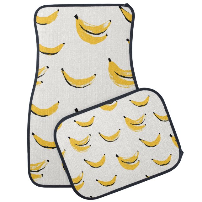 Hand-drawn bananas, stylish seamless pattern. car floor mat (Set)