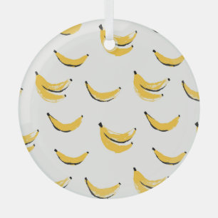 Hand-drawn bananas, stylish seamless pattern. glass ornament