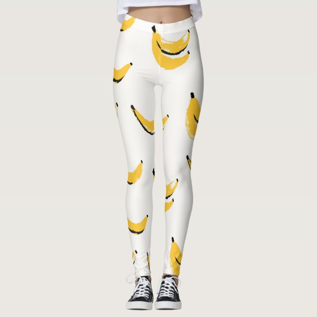 Hand-drawn bananas, stylish seamless pattern. leggings (Front)