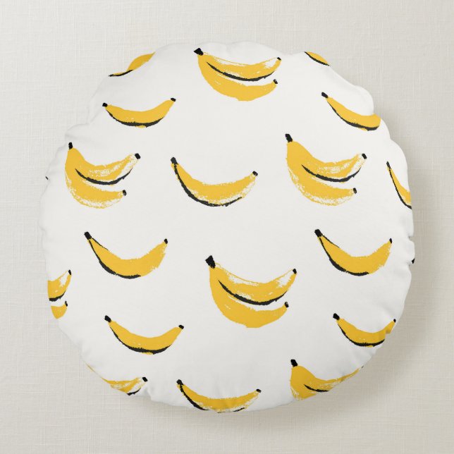 Hand-drawn bananas, stylish seamless pattern. round pillow (Front)