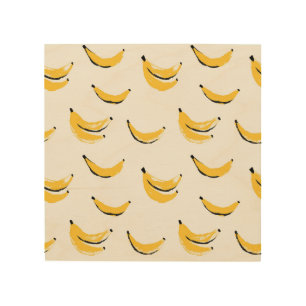 Hand-drawn bananas, stylish seamless pattern. wood wall art