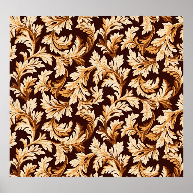 Hand Drawn Baroque Leaves: Stylish Elegance. Poster (Front)