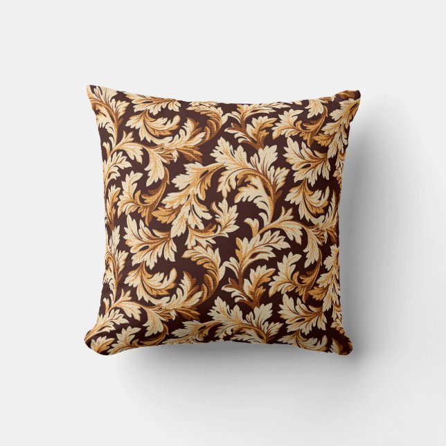 Hand Drawn Baroque Leaves: Stylish Elegance. Throw Pillow (Front)