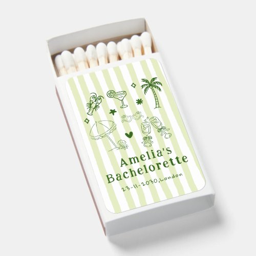 Hand Drawn Beach Cocktails  Wedding  Matchboxes