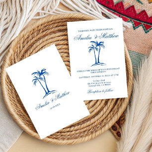 hand drawn Beach Palm Tree Whimsical Wedding Invitation