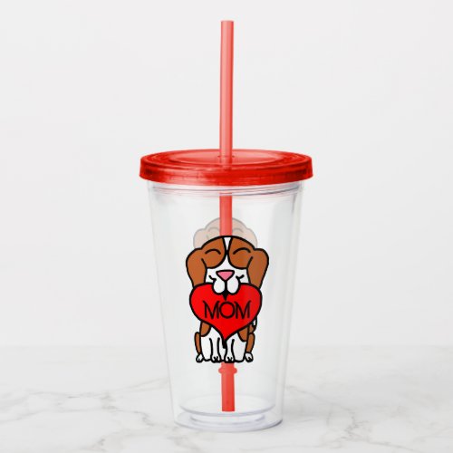 Hand Drawn Beagle Heart Mom Acrylic Tumbler