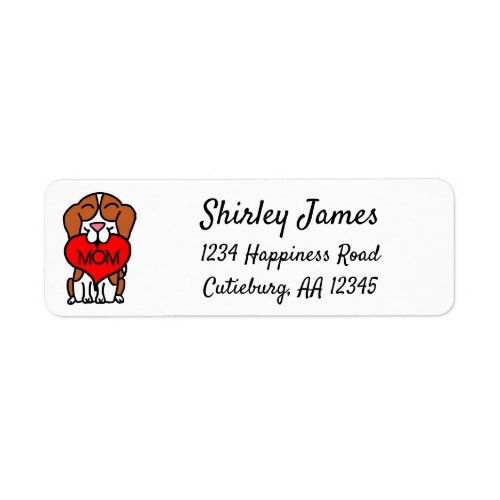 Hand Drawn Beagle Heart Mom Address Label