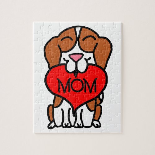 Hand Drawn Beagle Heart Mom Jigsaw Puzzle