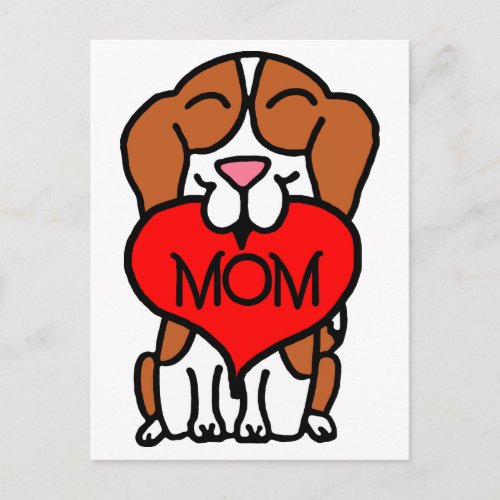 Hand Drawn Beagle Heart Mom Postcard