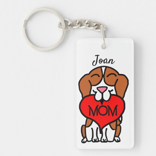 Hand Drawn Beagle Mom Personalized Keychain