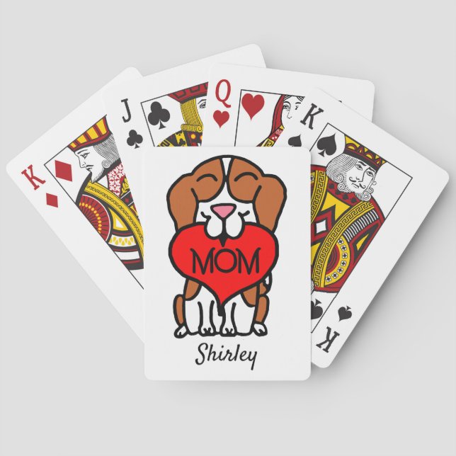 Hand Drawn Beagle Mom Personalized Poker Cards (Back)