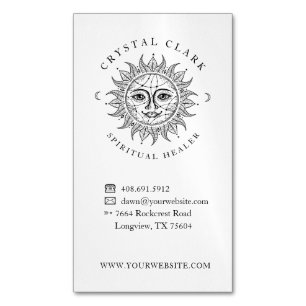 Hand Drawn Beautiful Celestial Sun Face Star Business Card Magnet