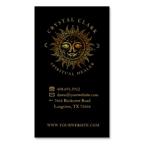 Hand Drawn Beautiful Celestial Sun Face Star Business Card Magnet