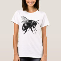 Hand‑Drawn Bee Illustration – Detailed Ink Art T‑S