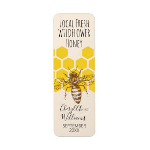 Hand-Drawn Bee Signature Series Vertical Product Label
