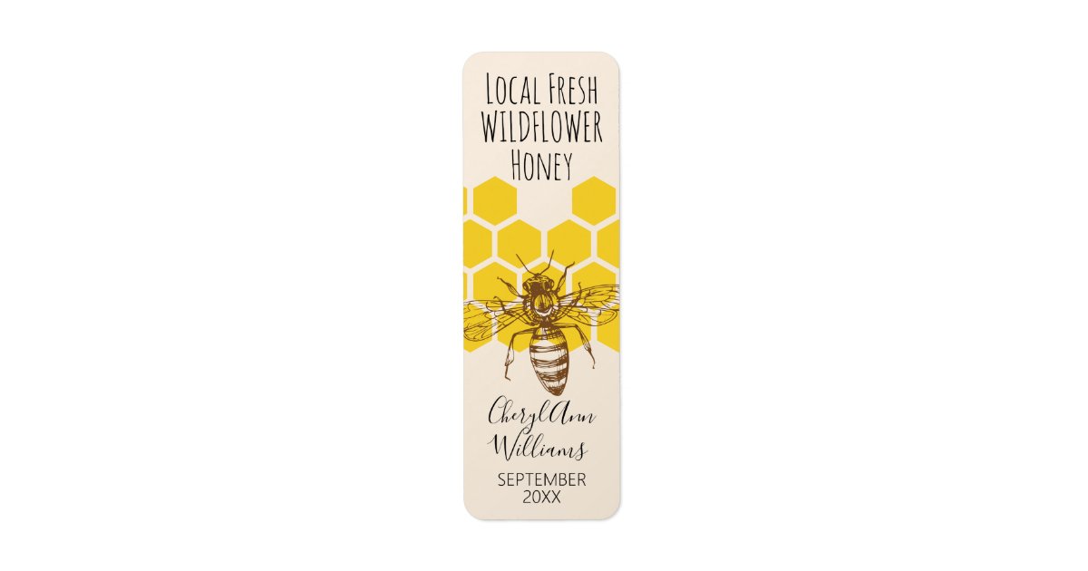 Hand-Drawn Bee Signature Series Vertical Product Label | Zazzle
