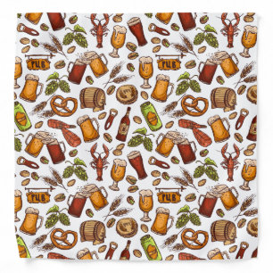 Hand Drawn Beer and Snacks Pattern Bandana