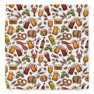 Hand Drawn Beer and Snacks Pattern Bandana