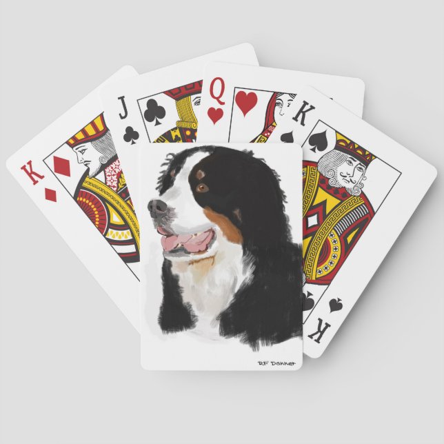 Hand drawn Bernese mountain dog Poker Cards (Back)