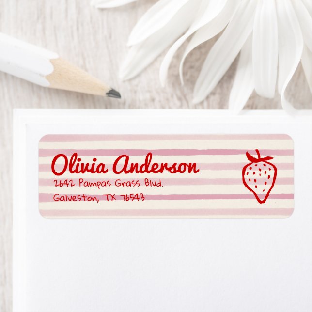 Hand Drawn Berry Sweet Strawberries Baby Shower  Label (Insitu)