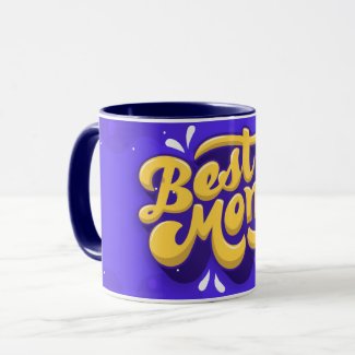 Hand Drawn Best Mom Ever Purple Coffee