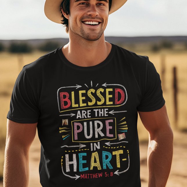 Hand-Drawn Bible Verse: Blessed Pure Heart T-Shirt (Creator Uploaded)