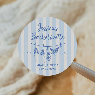 Hand Drawn Bikinis Coastal Bachelorette Weekend Classic Round Sticker