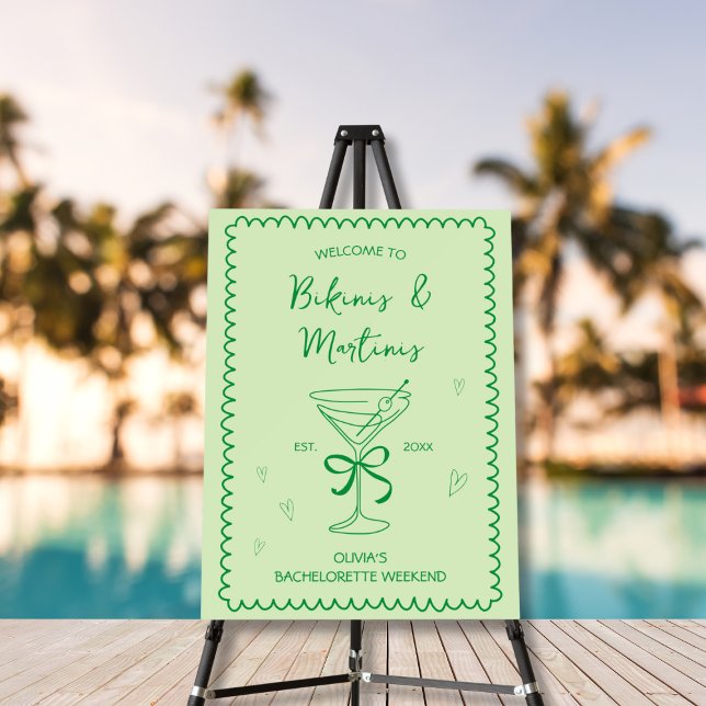  Hand Drawn Bikinis & Martinis Bachelorette Sign (Hand Drawn Bikinis & Martinis Bachelorette Sign)