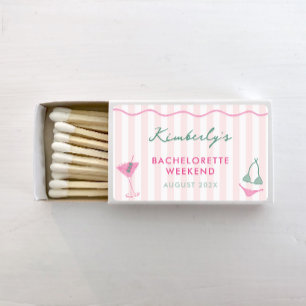 Hand-Drawn Bikinis & Martinis Bachelorette Weekend Matchboxes
