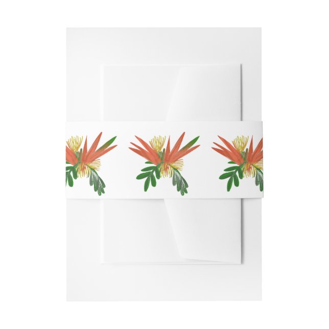 Hand Drawn  Bird of Paradise Art Wedding Invitation Belly Band (Front Example)
