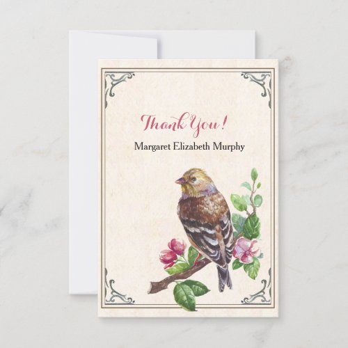Hand_Drawn Bird Personalized Thank You Card