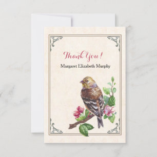 Hand-Drawn Bird Personalized Thank You Card