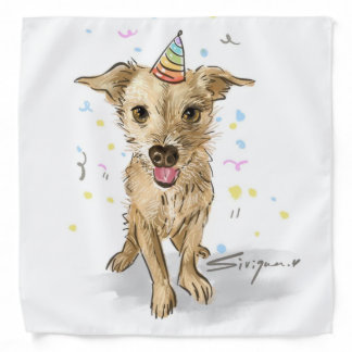Hand - Drawn Birthday Dog Bandana
