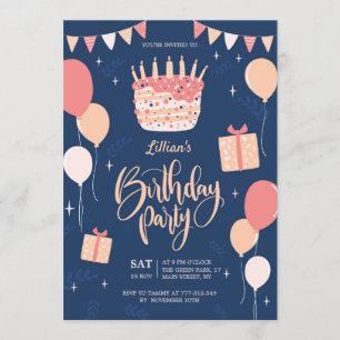 Hand drawn birthday party invitation