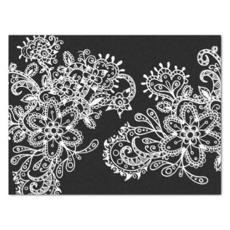 Hand Drawn Black and White Mandala Flowers Doodle Tissue Paper