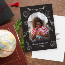 Hand Drawn Black Arch Photo Graduate Announcement