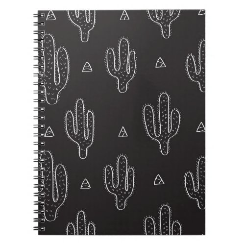 Hand Drawn Black Cactus Pattern Notebook