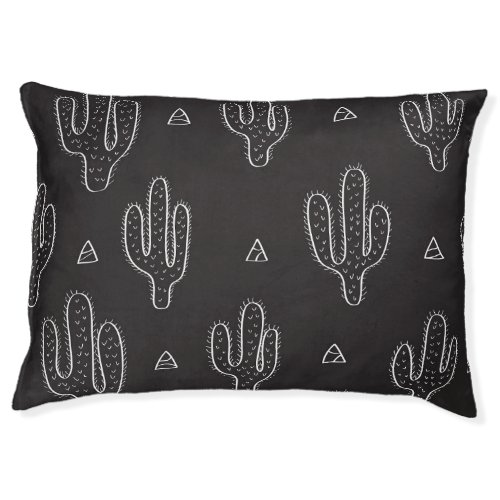 Hand Drawn Black Cactus Pattern Pet Bed