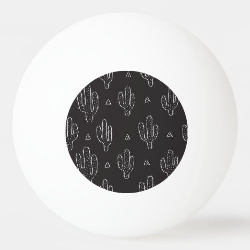 Hand Drawn Black Cactus Pattern Ping Pong Ball