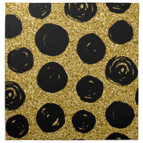 Hand Drawn Black Circle on Golden Background Cloth Napkin