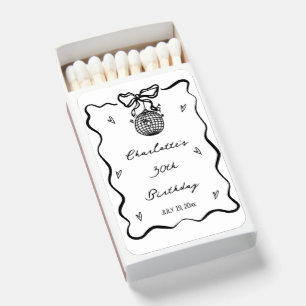Hand Drawn black disco ball 30th Birthday Matchboxes