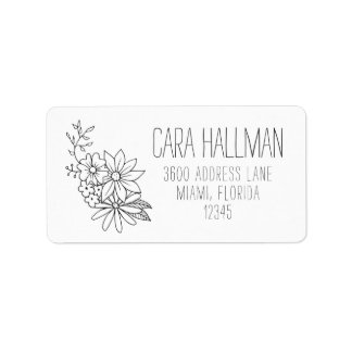 (HAND DRAWN) Black Floral Address Labels