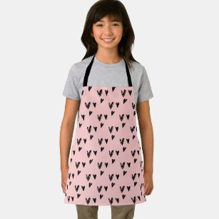 Hand drawn black hearts on custom color Blush Apron