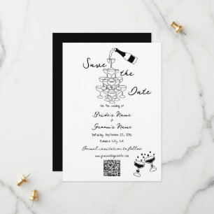 Hand Drawn Black Illustrations Doodles Wedding Save The Date